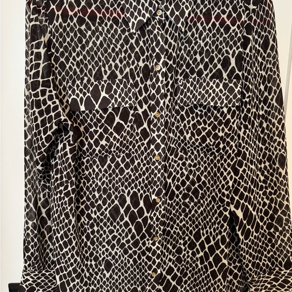 Charter Club Brown and White Animal Print Shirt